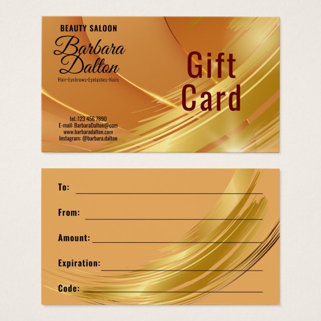 Terracotta Ochre Beige Gold Gift Certificates (Front & Back)