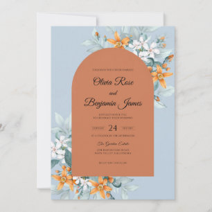 Terracotta Ochre Petal Wedding Invitation