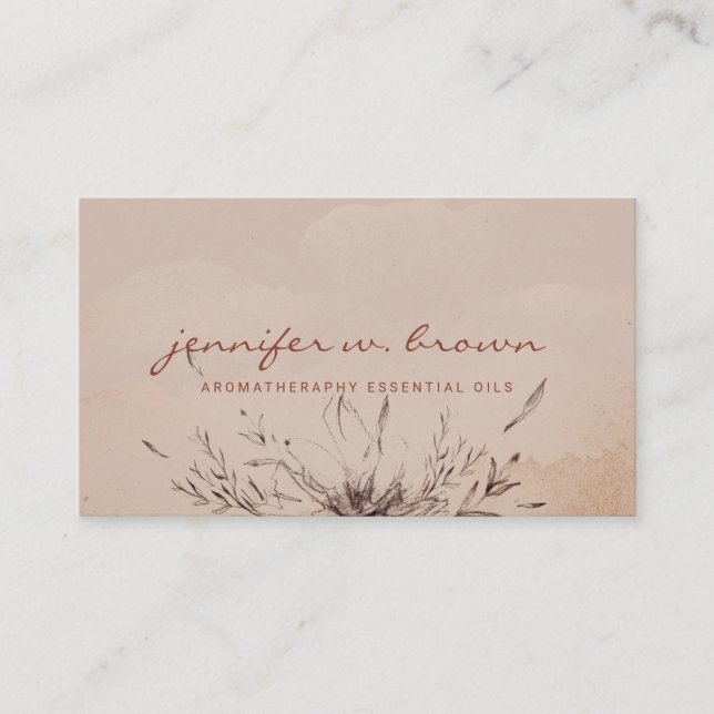 Terracotta Oil Boho Chic Flower Business Card (Front)