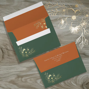 Terracotta Olive Green Wedding Return Address Envelope