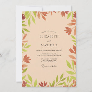 Terracotta Olive Leafy Wedding Invitation