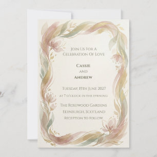 Terracotta Olive Watercolor Floral Wedding Invitat Invitation