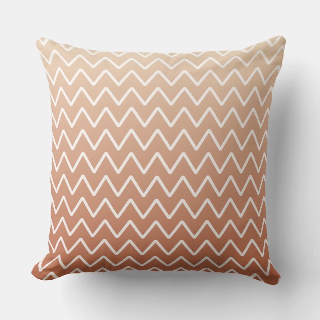 Terracotta Ombre Chevron Throw Pillow (Front)