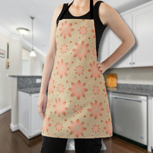 Terracotta orange and sand beige delicate daisy apron