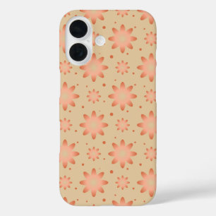 Terracotta orange and sand beige delicate daisy iPhone 16 case