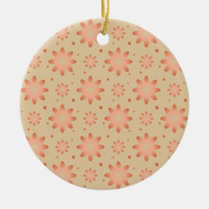 Terracotta orange and sand beige delicate daisy ceramic tree decoration