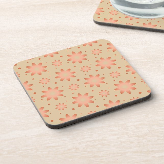 Terracotta orange and sand beige delicate daisy coaster (Left Side)