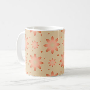 Terracotta orange and sand beige delicate daisy coffee mug