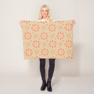 Terracotta orange and sand beige delicate daisy fleece blanket