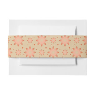 Terracotta orange and sand beige delicate daisy invitation belly band