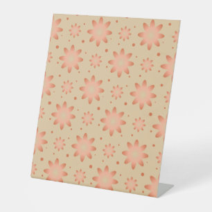 Terracotta orange and sand beige delicate daisy pedestal sign