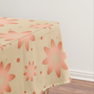 Terracotta orange and sand beige delicate daisy tablecloth