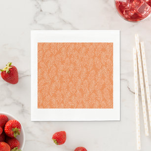 Terracotta Orange Botanical Leaf Pattern Napkin