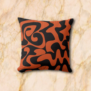 Terracotta Orange Brown And Black Decorative Cushion