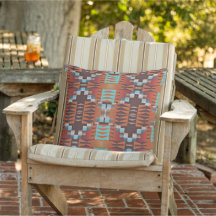 Terracotta Orange Brown Aqua Turquoise Tribal Art