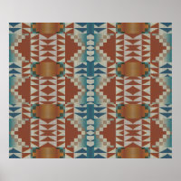 Terracotta Orange Brown Teal Blue Mosaic Art