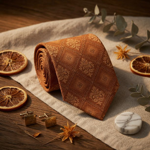 Terracotta Orange Diamond Tie