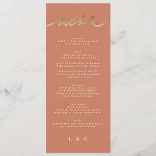 Terracotta Orange Elegant Boho Gold Wedding Menu