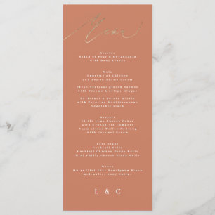 Terracotta Orange Elegant Boho Gold Wedding Menu