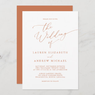 Terracotta Orange Minimalist Wedding Invitation