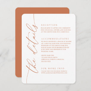 Terracotta Orange Modern Minimalist Wedding 2 Enclosure Card
