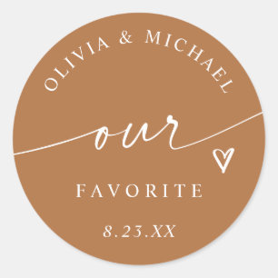 Terracotta Orange Our Favourite Wedding Treat Bag Classic Round Sticker
