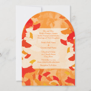 Terracotta Orange Red Fall Ginkgo Leaves Wedding Invitation