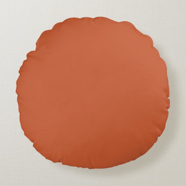 Terracotta Orange Solid Colour Warm & Earthy Desig Round Cushion (Front)