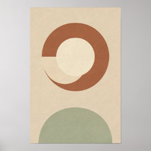 Terracotta Orbit and Sage Circle Abstract Poster