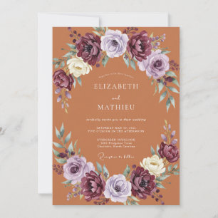 Terracotta Ornate Fall Wedding Invitation