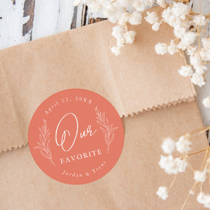 Terracotta Our Favourite Wedding Favour Sticker