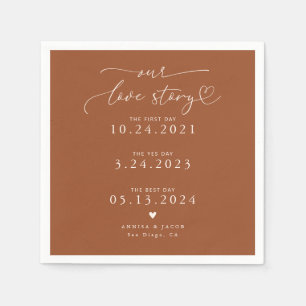 Terracotta Our Love Story Elegant Script Wedding Napkin