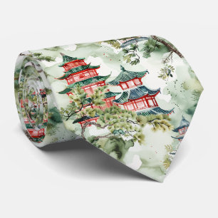 Terracotta Pagoda Architectural Botanical Tie