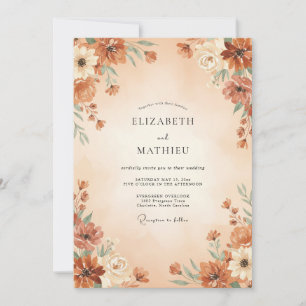 Terracotta Painterly Autumn Wedding Invitation