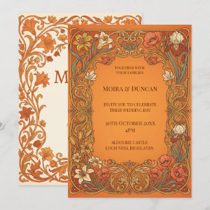Terracotta Paisley Wedding Invitation