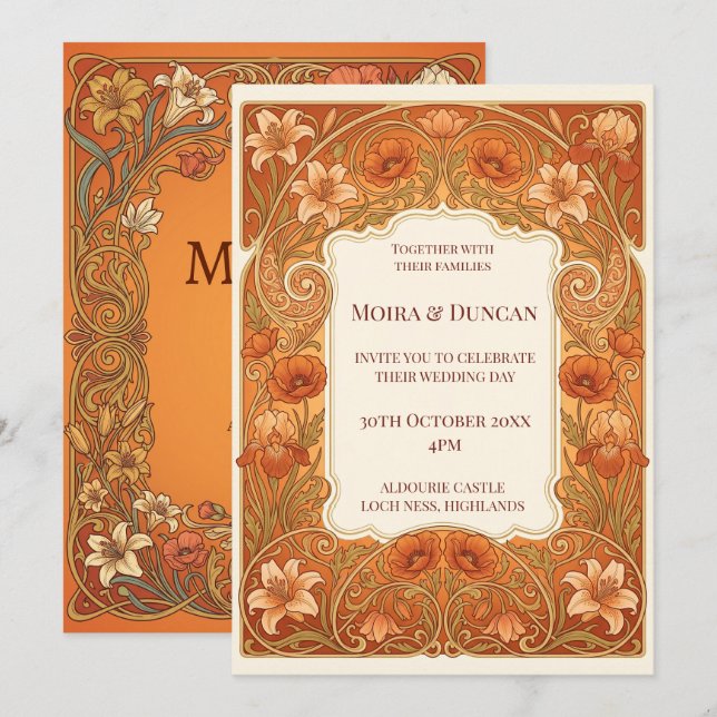 Terracotta Paisley Wedding Invitation (Front/Back)
