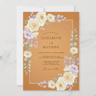 Terracotta Pale Lilac Wildflower Wedding Invitation