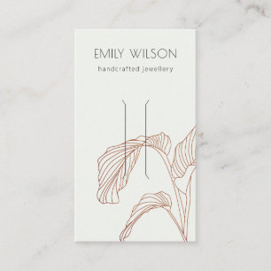 Terracotta Palm Leafy Sketch Hair Clip Display Business Card
