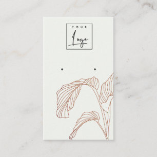 Terracotta Palm Leaves Sketch Stud Earring Display Business Card