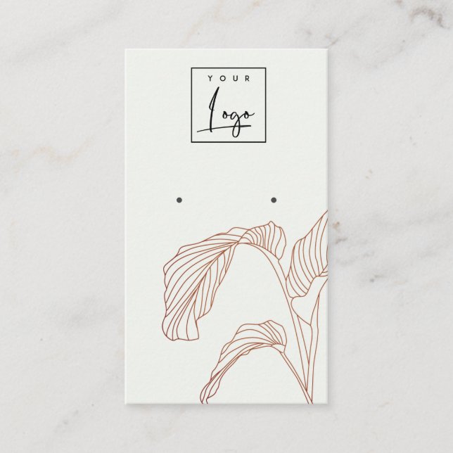 Terracotta Palm Leaves Sketch Stud Earring Display Business Card (Front)