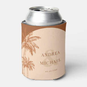 Terracotta Palm Tree Ampersand Beach Wedding Favou Can Cooler