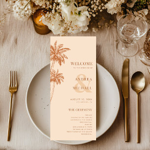 Terracotta Palm Trees & Ampersand Beach Wedding Programme