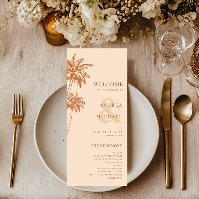 Terracotta Palm Trees & Ampersand Beach Wedding Programme (Creator Uploaded)