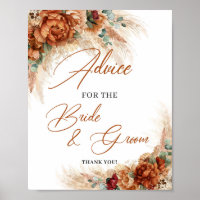 Terracotta pampas Advice for the bride and groom