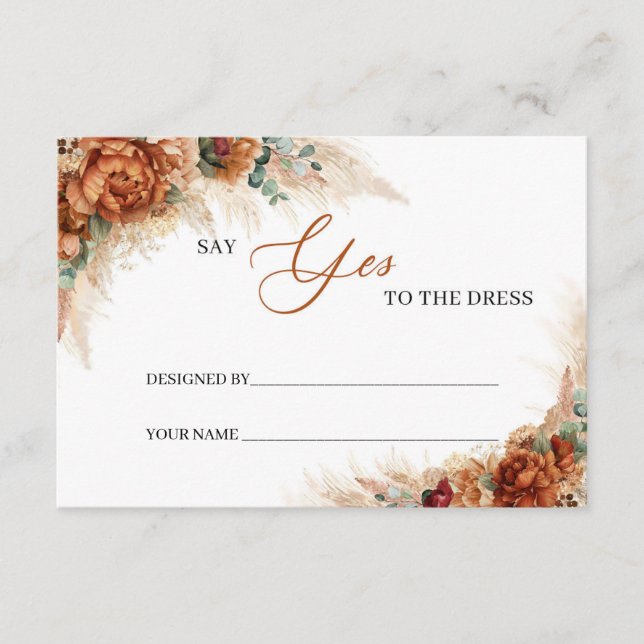 Terracotta pampas copper Say Yes to the dress Card (Front)