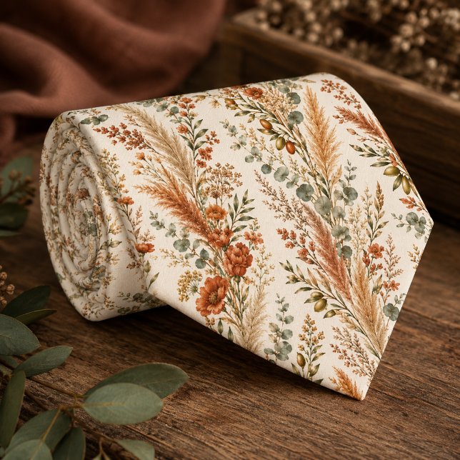 Terracotta Pampas Eucalyptus Wedding Tie (Creator Uploaded)