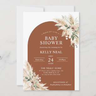 Terracotta Pampas Grass Baby Shower Invitation
