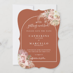 Terracotta Pampas Grass Boho Arch Wedding Save The Date