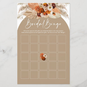 Terracotta pampas grass boho bridal shower bingo