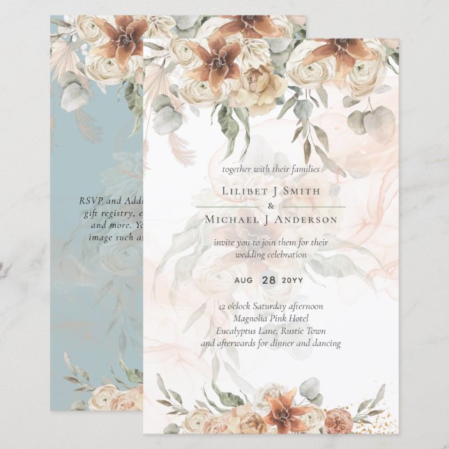 Terracotta Pampas Grass BOHO Wedding (Front/Back)